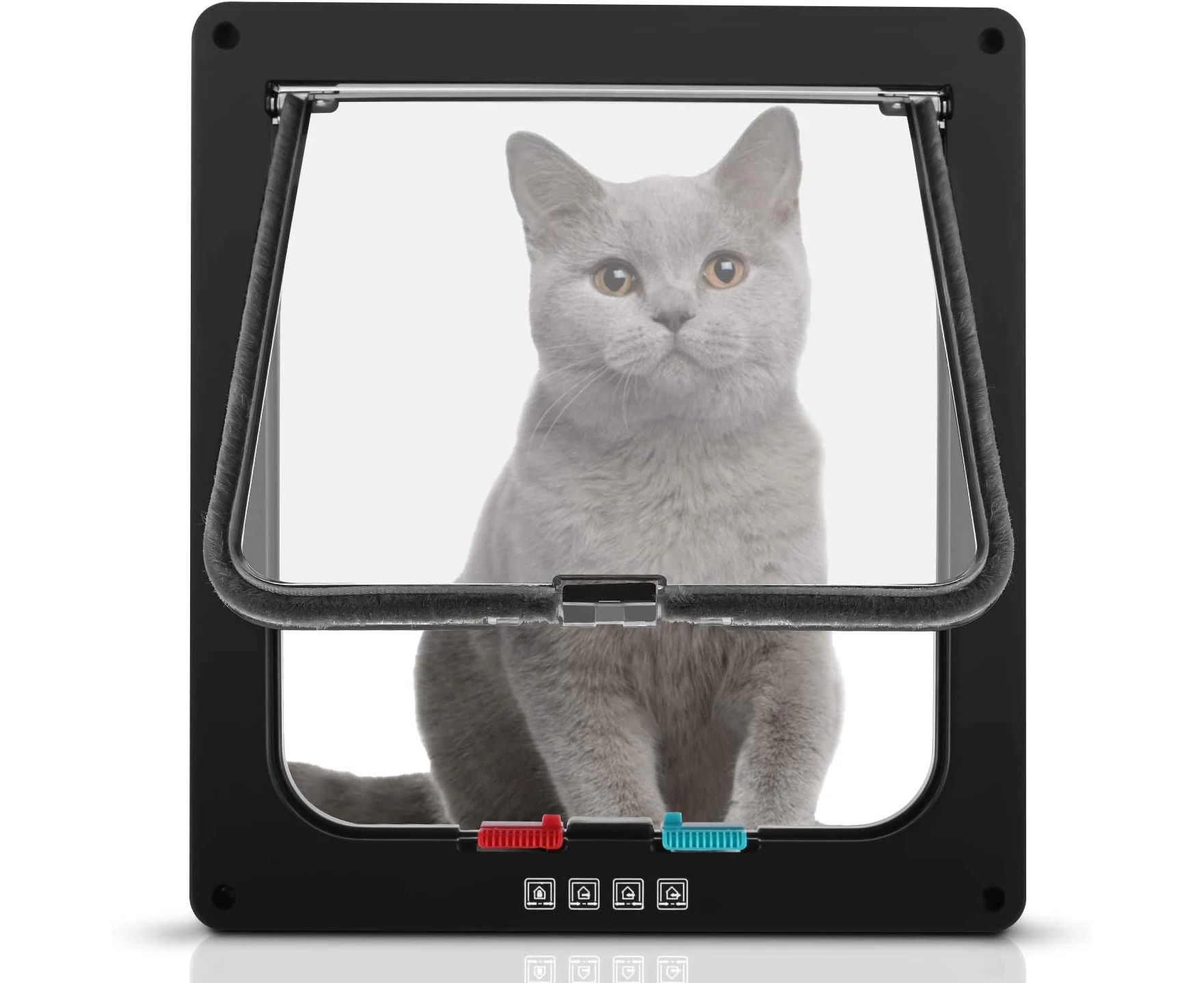 Cat Flap Dog Flap 4 Way Magnetic Catch Cat Large Dog Cat Flap 23.5*25*5.4cm Dog Door Cat Door Pet Flap Easy To Install with Telescopic Frame