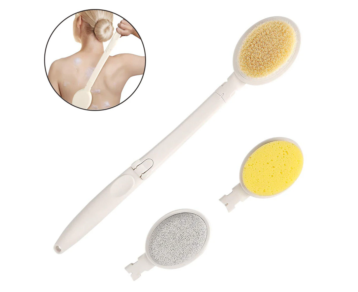 Shower Back Brush, 2 18.2" Long Handle Shower Brushes, Bath Brush With Hard And Soft Bristles, Back Scrubber