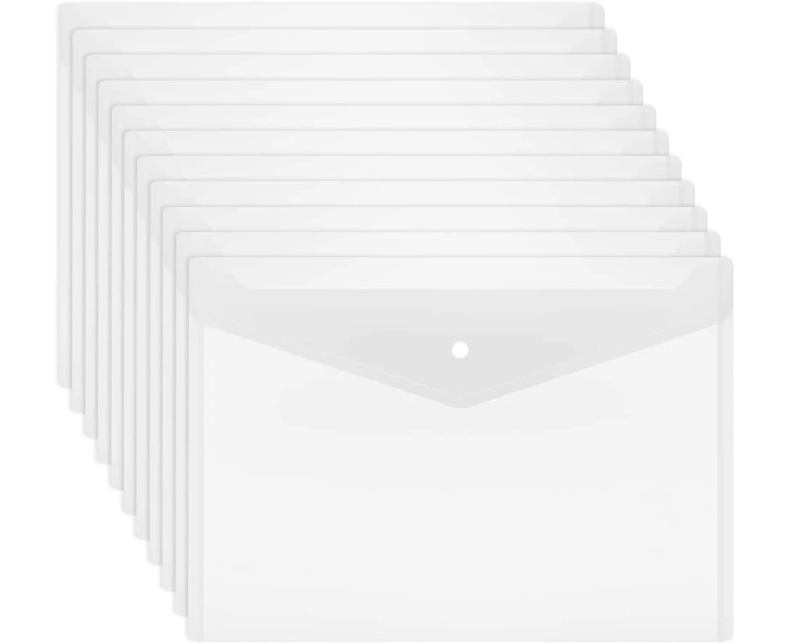 20 Pcs Plastic Envelopes Clear Waterproof Envelope Folder,white