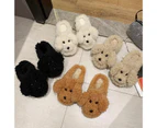 Women Winter Cartoon Dog Fluffy Plush Backless Slippers Anti Skid Indoor Shoes