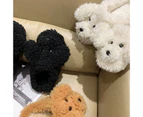 Women Winter Cartoon Dog Fluffy Plush Backless Slippers Anti Skid Indoor Shoes