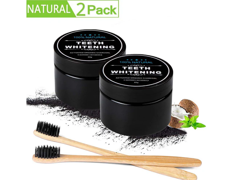 Activated Charcoal Teeth Whitening Powder [Free Bamboo Toothbrush] Natural Teeth Whitening 60G / 2.11Oz