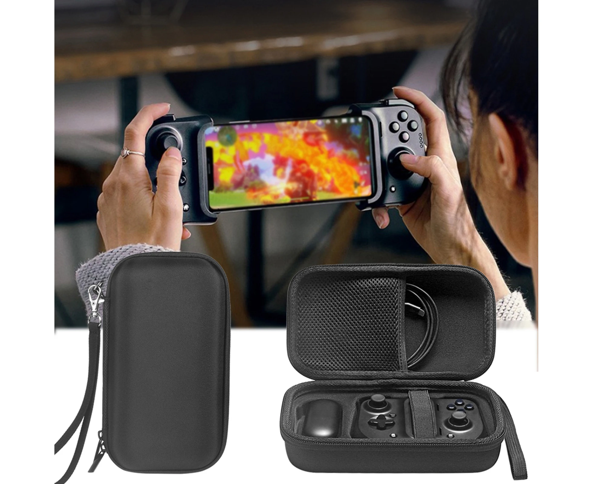 Storage Bag Hard Portable Mobile Game Controller Carrying Case Organizer for Razer Kishi-Black