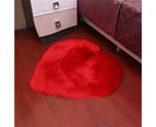 Area Rug Hairy Cozy Soft Texture Comfortable Cushion Love Heart Shape Floor Rugs Faux Sheepskin Rug for Indoor-Red B
