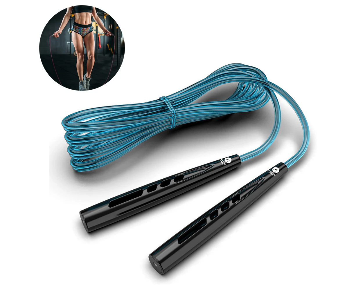 High Speed Jump Rope with Double Ball Bearing, Adjustable Tangle-Free Jumping Rope with Speed Rope & Aluminum Non-Slip Grip, Weighted Skipping Rope for Dou