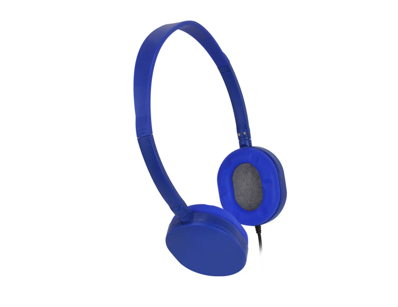 3.5mm Wired Retractable Heavy Bass Headphone for Gaming/Online Courses - Blue