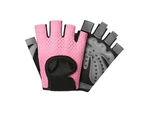 Breathable Workout Gloves, Weight Lifting Fingerless Gym Exercise Gloves With , Women And Men,Pink,M