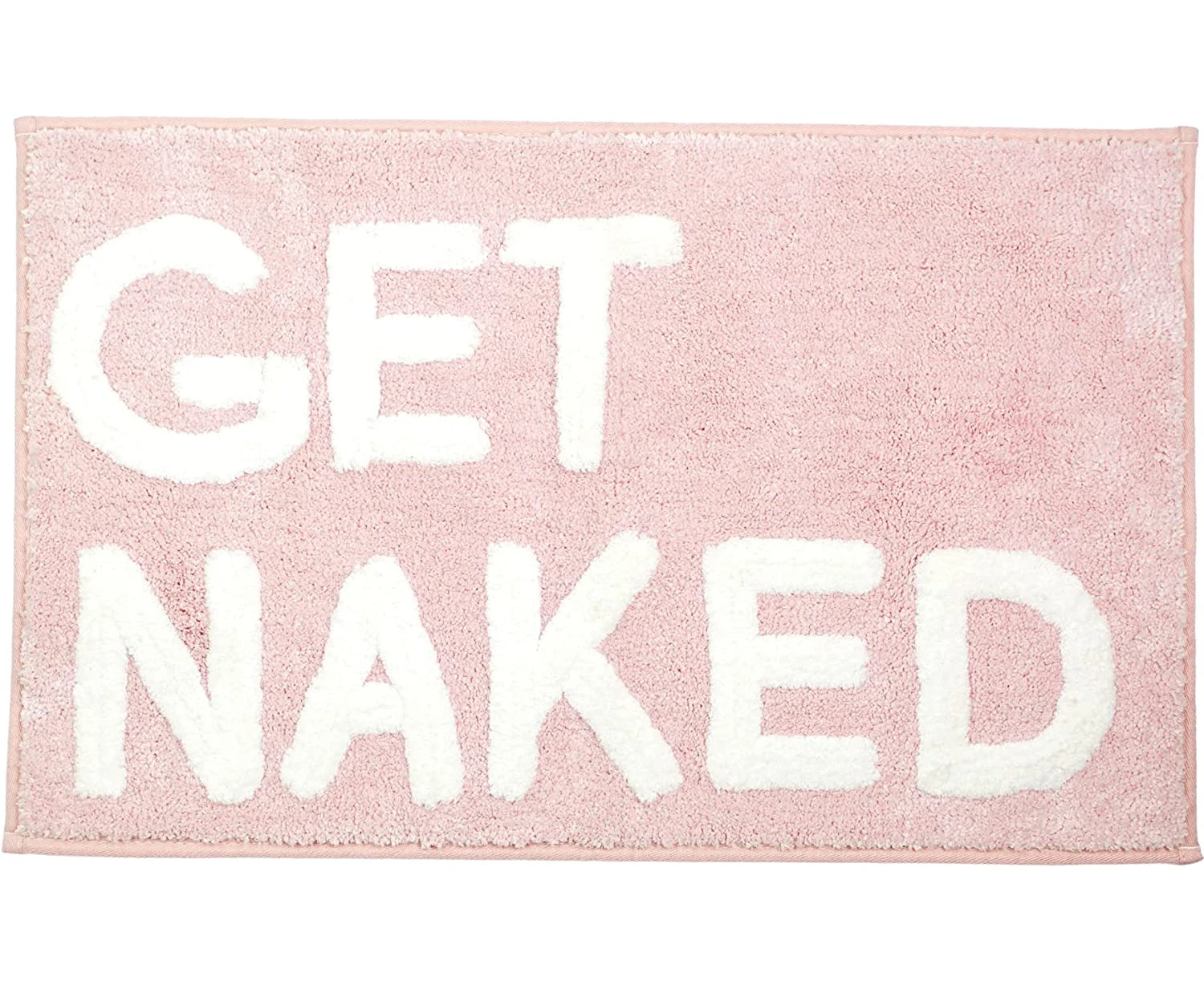 Modern-Get Naked Bath Mat - Pink Get Naked Rug - Shower Curtain Set - Funny Bathroom Decor Signs - Peach Bathroom Rugs - Cute Fun Bath Mat - Cool Bathroom