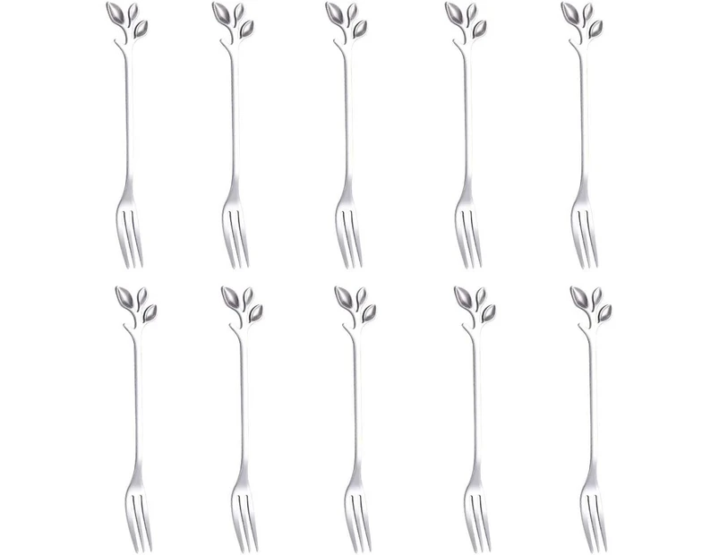 Stainless Steel Leaf Coffee Spoon-10 Pcs Creative Tableware Dessert Spoons for Stirring, Mixing