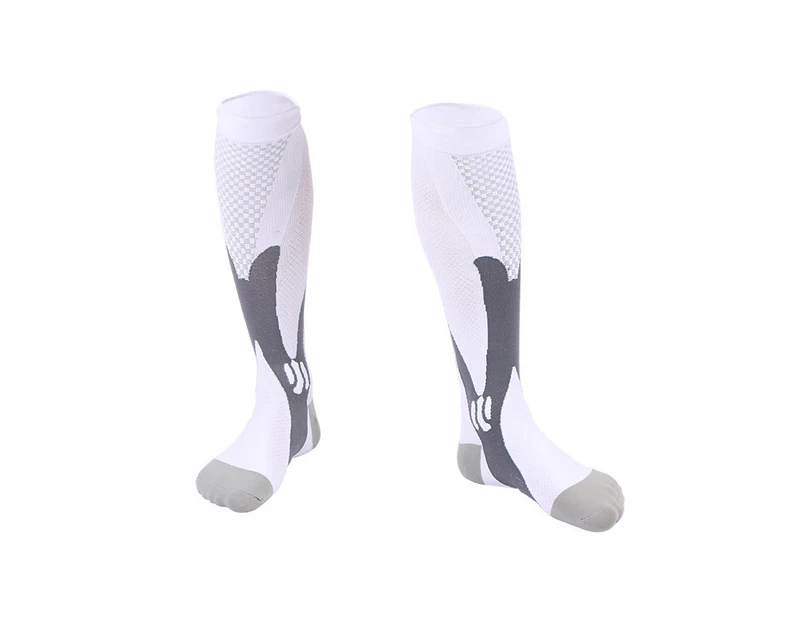 1 Pairs Compression Socks, 20-30 Mmhg Medical Sport Compression Socks Men Nurse Pregnancy Edema Varicose Veins -White XXL - White