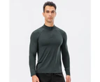 WeMeir Men's Sports Training Shirts Long Sleeve Undershirts for Men Baselayer Sports Training Shirts - Grey