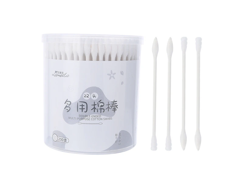 SunnyHouse 200Pcs/Box Spiral Cotton Swab One-time Allergy Free Soft No Odor Makeup Tool Spiral Pointed Head Cotton Buds Home Supplies - 200pcs