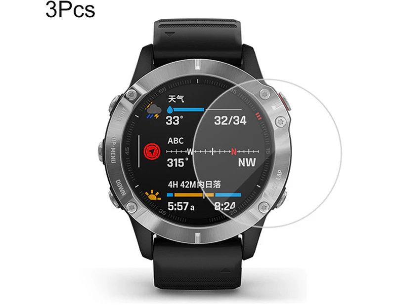 Gotofar 3Pcs Tempered Glass Smart Watch Protective Film Cover for Garmin Fenix 6S Sapphire Transparent