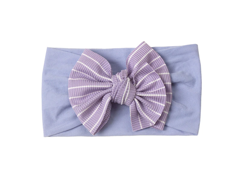 Baby Headband Comfortable to Wear All-match Soft Infant Toddler Washable Anti-fade Bow Hair Band Birthday Gift -Light Purple