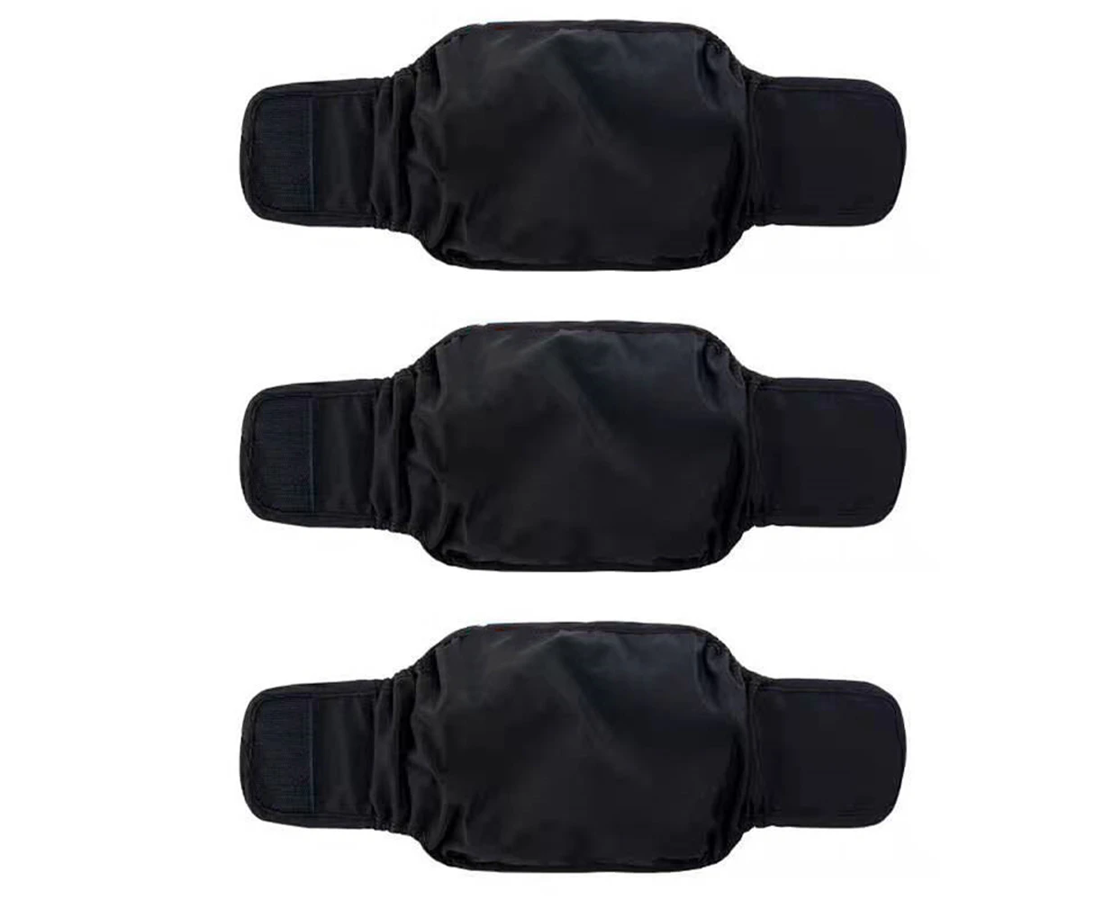 3 Pack Male Dog Diaper Wrap, Washable Puppy Belly Bands, Super-Absorbent And Comfortable-Black S