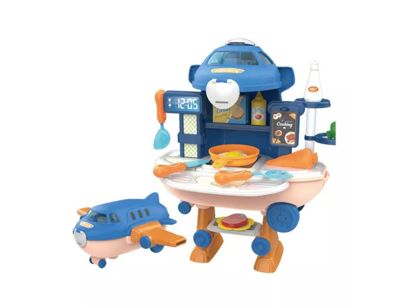 30pcs 2-in-1 Plane Pretend Play Big Kitchen Stove Food Cooking SetChildren Education Play House Toys Kids Gift