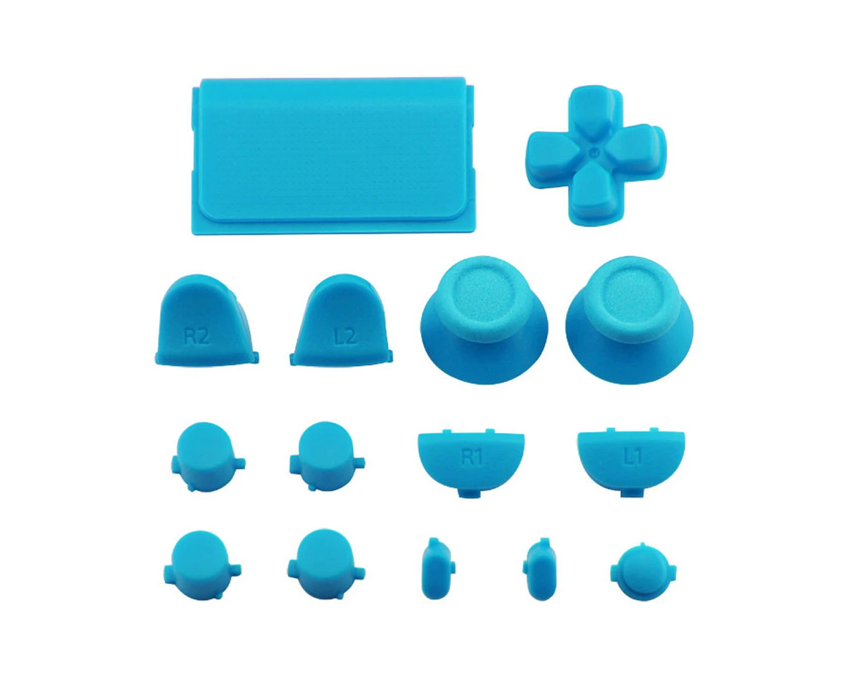 15Pcs/Set Replacement Parts Solid Color Buttons Kit for PS4 Controller Gamepad-Light Blue