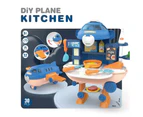 30pcs 2-in-1 Plane Pretend Play Big Kitchen Stove Food Cooking SetChildren Education Play House Toys Kids Gift