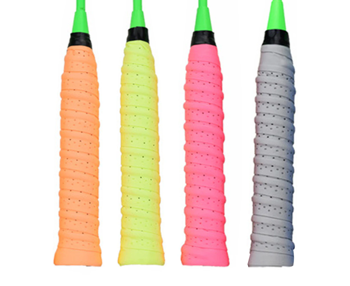 4PCS Squash Grip, Tennis Racket Grip Tape with Anti Slip Perforated Absorbent Racquet Grip, racket elastic hand glue