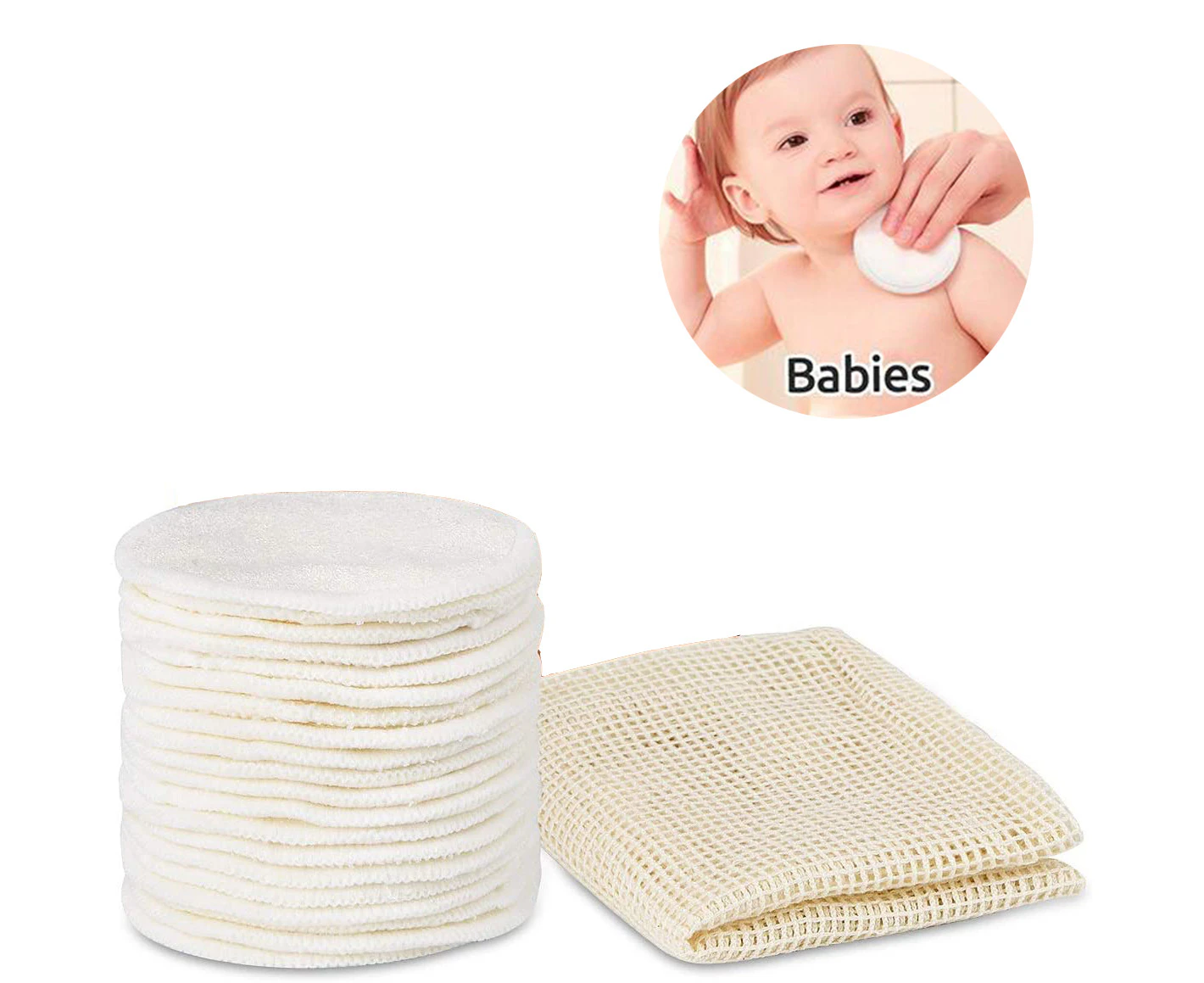 A pack of 20 reusable bamboo cotton pads | Environmental protection | Soft and gentle makeup remover wipes | Perfect for facial cleansing