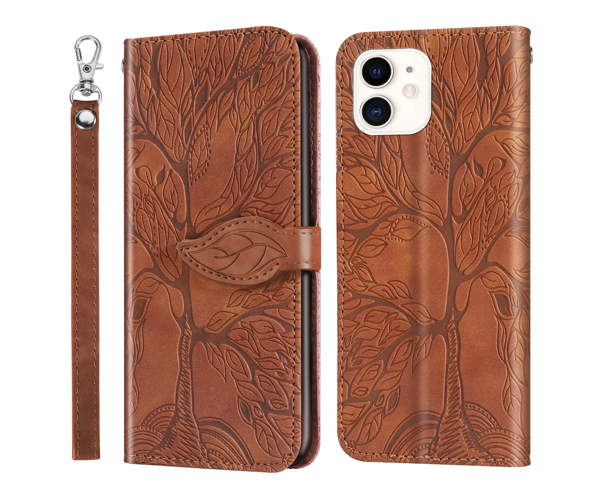 For iPhone 11 Cover with Kickstand - Brown