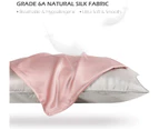 Natural Silk Pillowcase with Eye Mask, 100% Grade 6A Mulberry Silk Envelope Pillow Cover-Standard-Pink