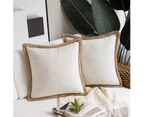 Pillow Covers Set of 2, Modern Sofa Throw Pillow Cover, Decorative Outdoor Linen Fabric Pillow Case - Off White 45*45cm