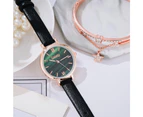 Fashion Women Watches 2PCS /Set Casual Bracelet Dress Quartz Clock Ladies Wrist Watch Gradients Marble Dial Sports Women Watch - 686 Black Set