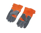 1 Pair Of Heat Resistant Gloves Fireproof Flame Retardant Non Scalding Leather For Bbq Grill Orange