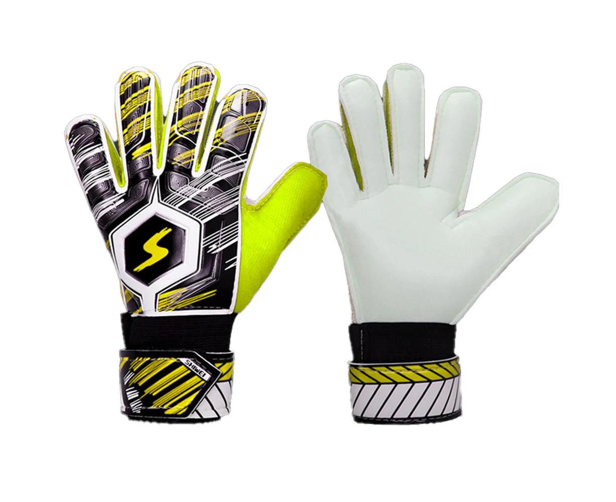 Youth Soccer Goalkeeper Gloves With Finger Protection And Dual Wrist Protection,Yellow, 7