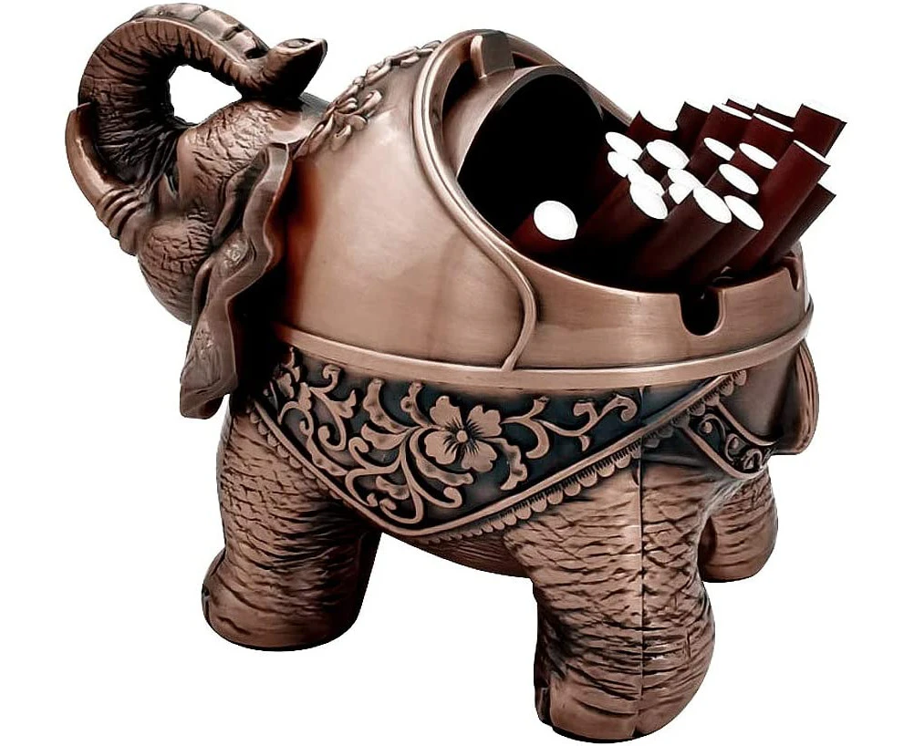 Windproof Vintage Ashtray with Lid Elephant Shape Table Ashtray Ashtray Indoor Outdoor Retro Home Office