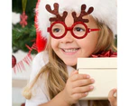 Sunshine Christmas Glasses Lensless Funny Comfortable to Wear Cartoon Holiday Wearing Lightweight Antlers Letter Glasses Frame for Party-G