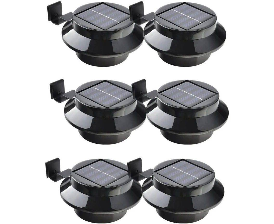 6 Pack Solar Powered Led Gutter Lights, Fence, Roof, Gutter, Garden, Yard, Wall, Black