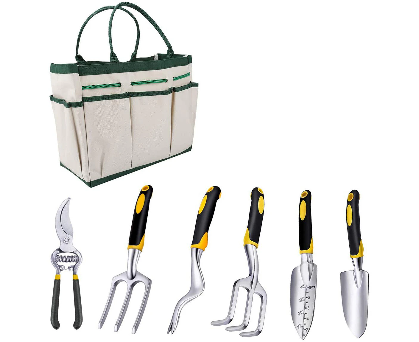 Garden tool set, 9-piece garden tool set made of stainless steel secateurs, garden bag, house or gift