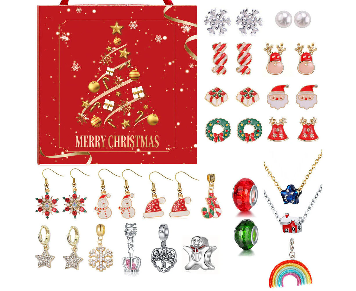 24PCS Christmas DIY Charm Pendants Jewellery Bracelet Making Kit Earring Xmas Gifts For Girls