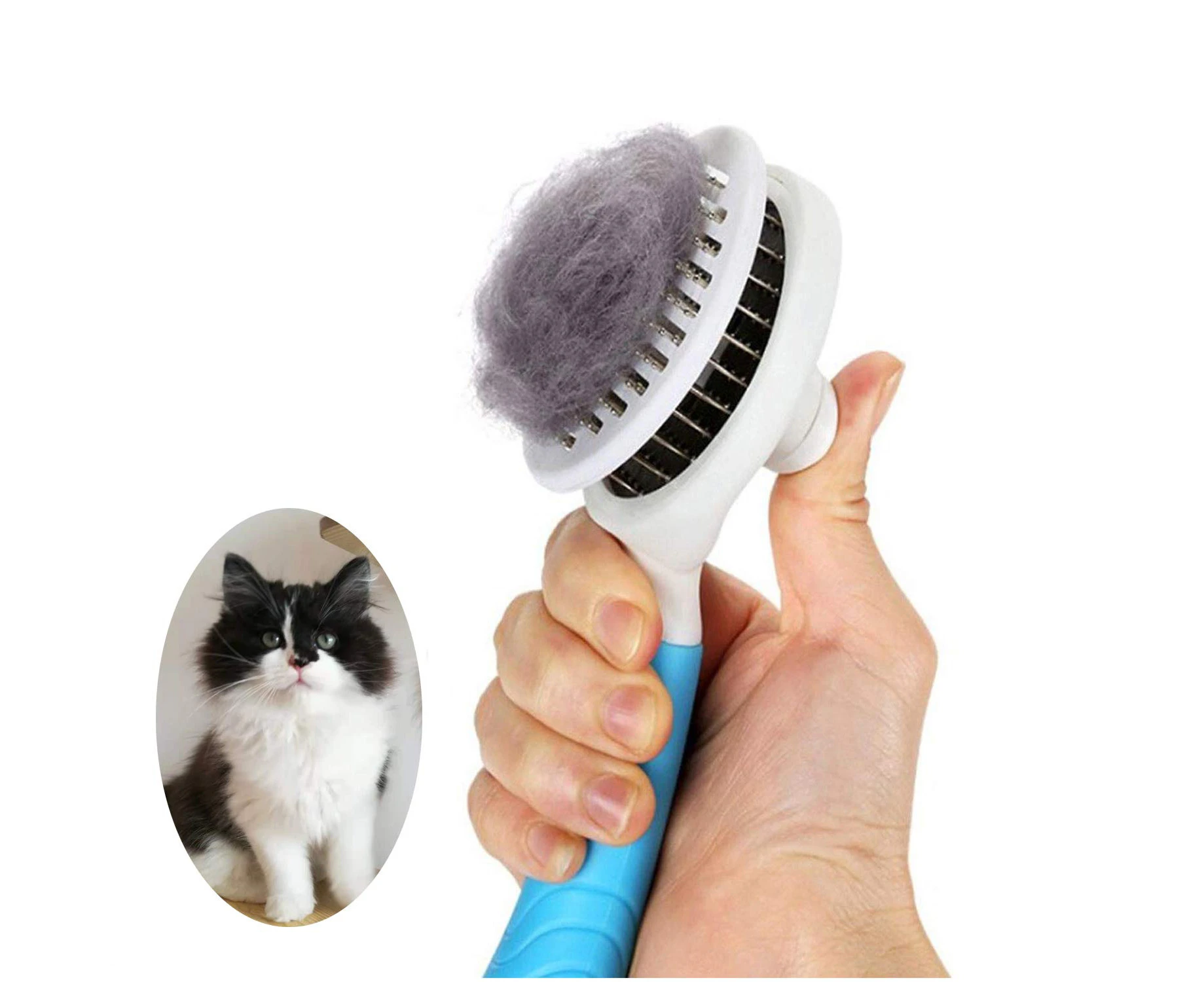 Cat Grooming Brush, Self Cleaning Slicker Brushes for Dogs Cats Pet ,Grooming Brush Tool Gently Removes Loose Undercoat, Mats Tangled Hair Slicker Bru