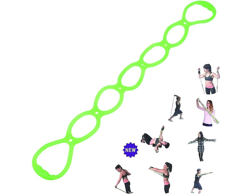 7 Ring Stretch Resistance Exercise Band - Yoga Stretching, Arm, Shoulders Foot, Leg Butt Fitness Home Gym Physical Therapy Band