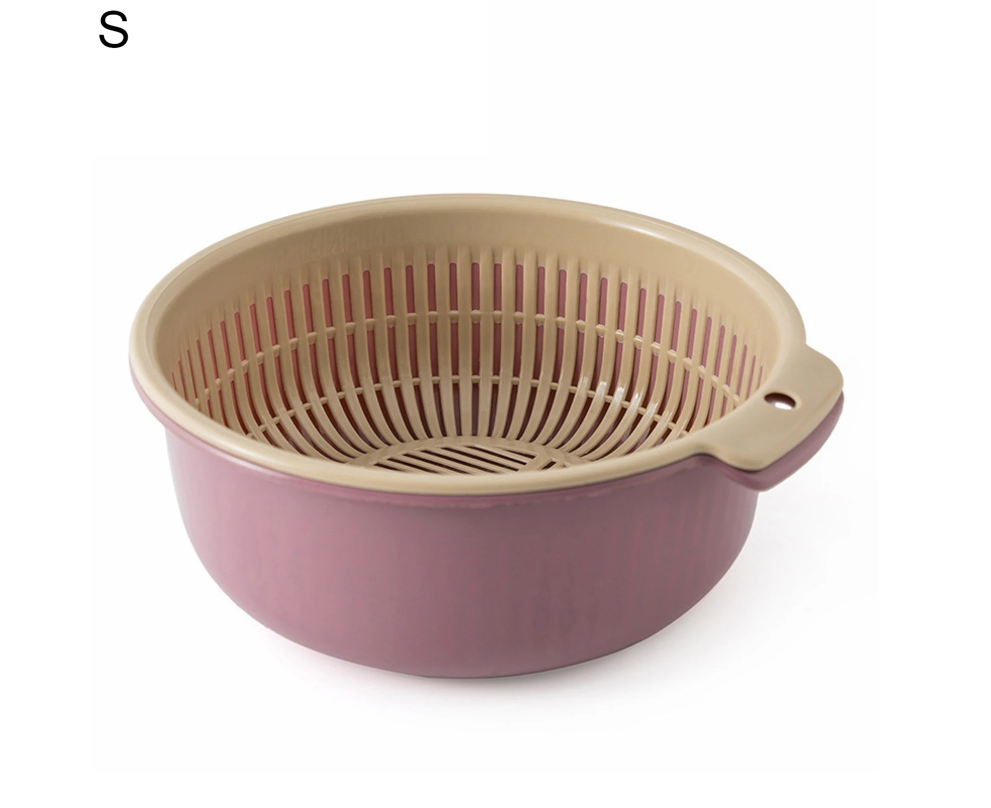 Drain Basket Double Layers Multifunctional PP Kitchen Colander Strainer Household Supplies-Purple S