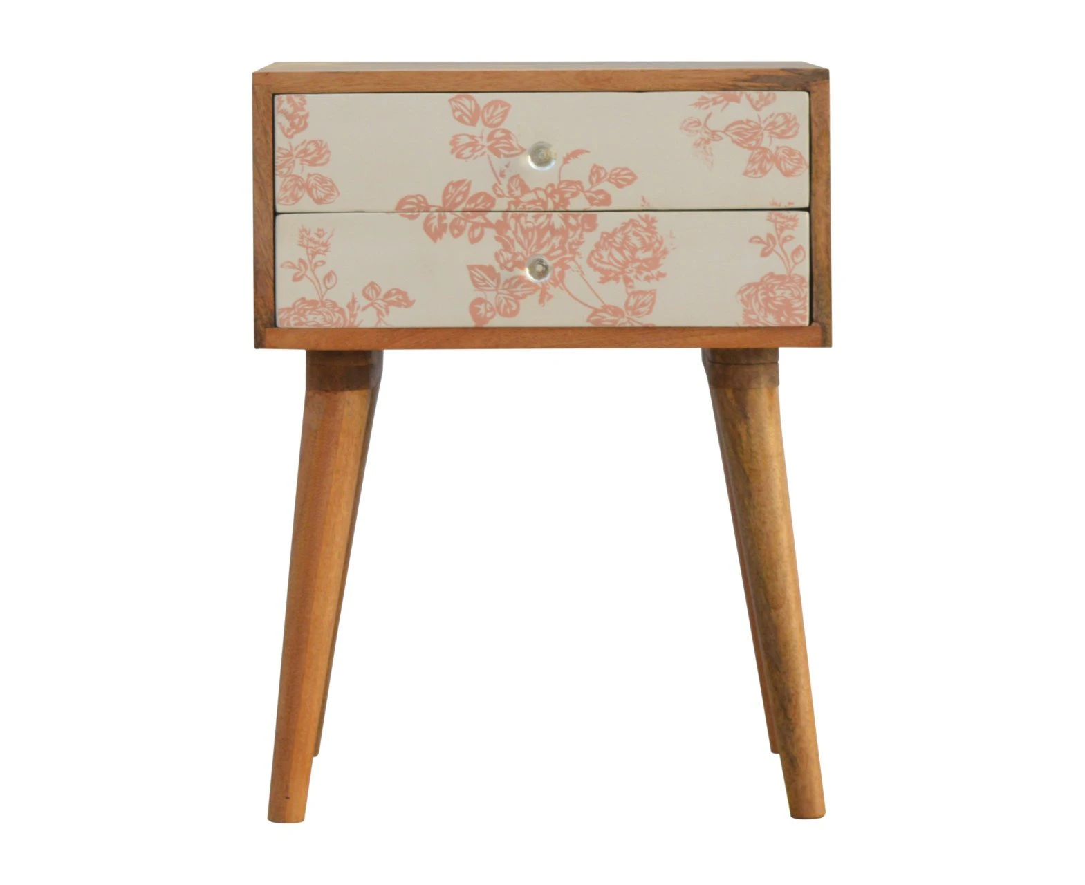 Pink Floral Screen Printed Bedside