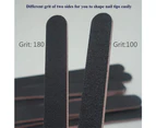 Nail File 10Pcs Professional Double Sided Nail Files 100/180 Black Emery Grit Manicure Pedicure Tool