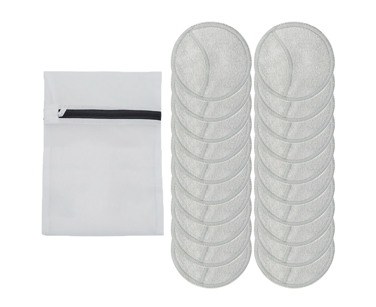 Reusable Makeup Remover Pads, Eco-Friendly Cotton & Bamboo Rounds, Includes Washable Bag-20*Grey+1*Zipper Mesh Bag