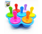 7 PCS Popsicle Mold Ice Pop Mini Silicone DIY Non-Stick Ice Trays-Blue