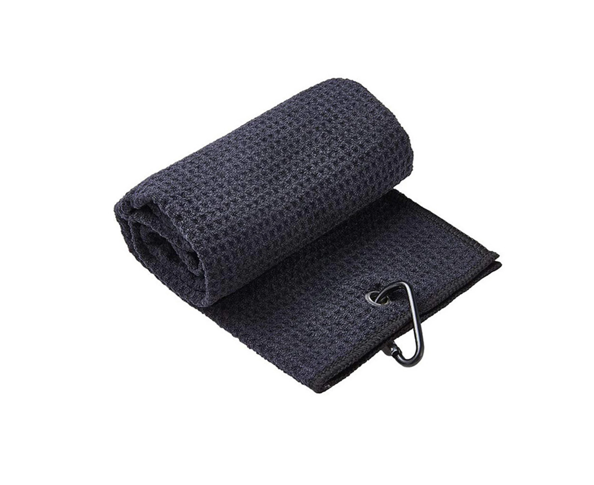 Golf Club Towel Anti-pilling Quickly Drying Accessory Waffle Pattern Golf Towel for Golf Training - Black