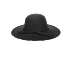 Women Prom Hat Vintage Style Retro Sweet Elegant Easy to Match Classic Portable Wide Brim Round Shape Felt Hat Gift Black