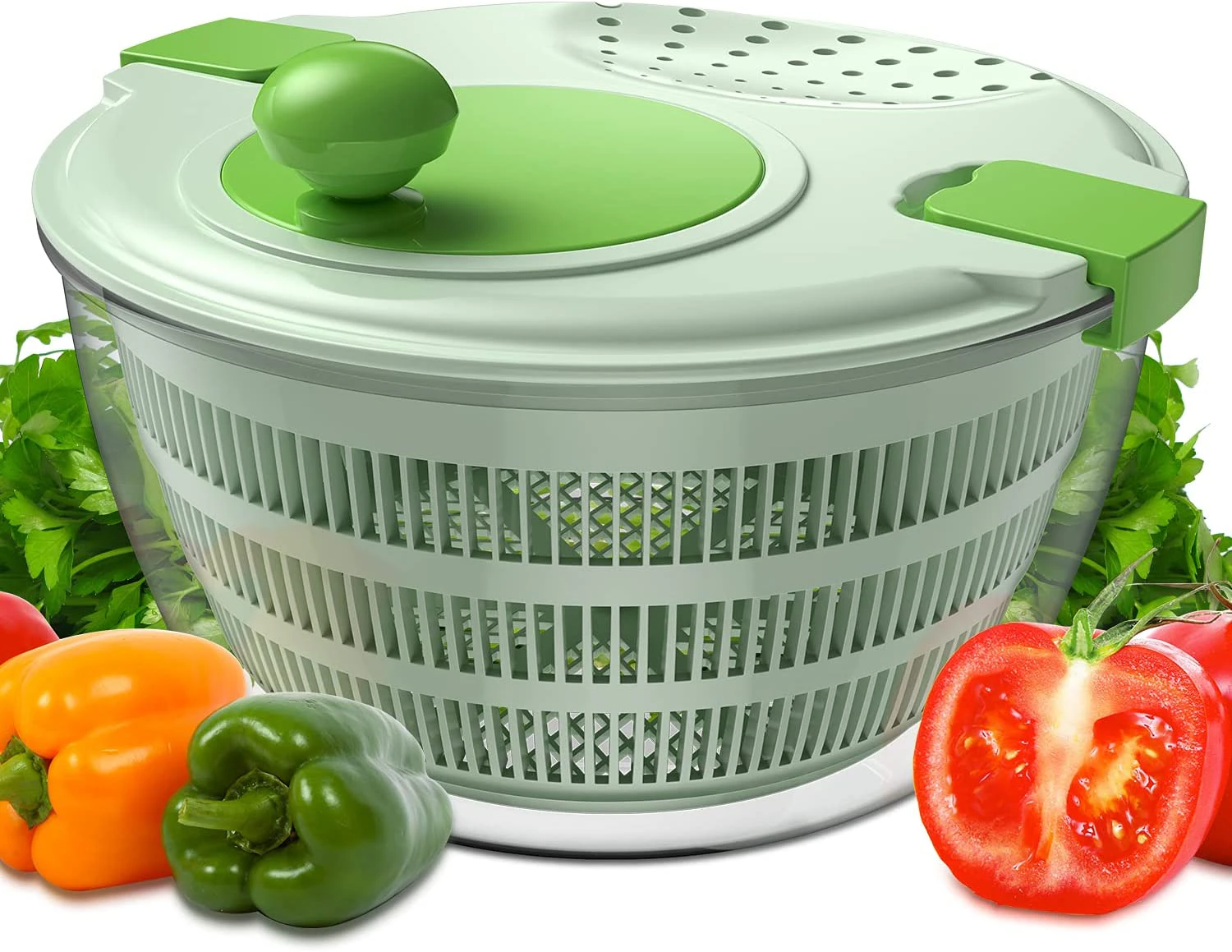 Salad Spinner Large Lettuce Spinners with Secure Lid Lock & Rotary Handle, Drain Lettuce, Wash