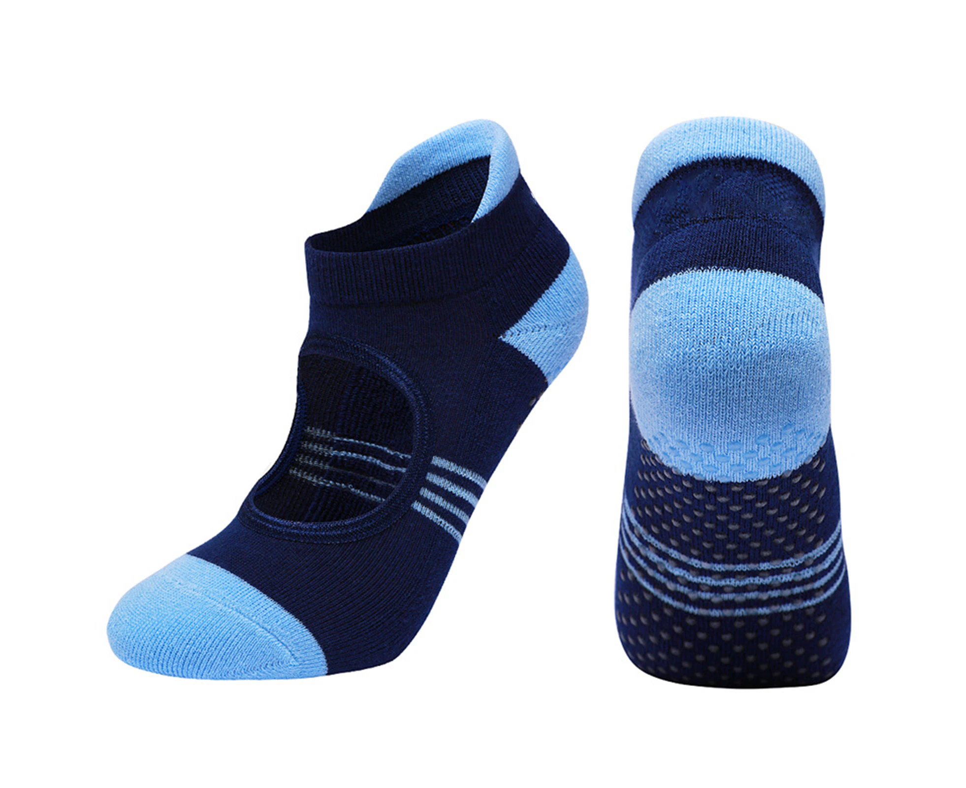 1Pair Non-slip Yoga Socks Combed Cotton Breathable Indoor Fitness Dance Socks - Blue