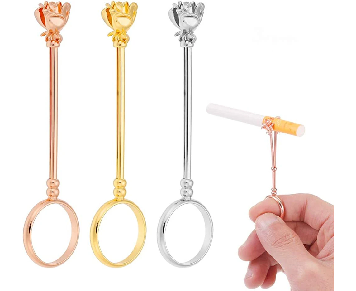 3 pieces cigarette holder ring cigarette holder for women, elegant ring hands free cigarette finger ring keep protect your finger for men and women (17mm)