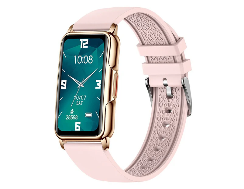 Fashion Smart Watch Men Full Touch Smartwatch Women Monitor Multi-sports Modes Fitness Bracelet For Xiaomi Huawei Samsung Phone - Pink silicone band