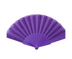 Dance Fan Summer Decorative Plastic Frame Portable Handheld Folding Fabric Fan Photography Props-Purple