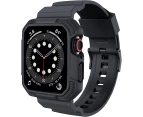 Compatible with Apple Watch Band 45mm 44mm 42mm with Case, Shockproof Rugged Band Strap-(Dark grey 42-44mm)